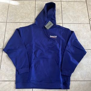 Balenciaga MEN'S POLITICAL CAMPAIGN HOODIE MEDIUM FIT IN PACIFIC BLUE/WHITE/Red